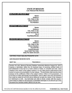 Lien Release/Title Release 2 part ncr