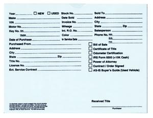 M-DSA-546BL - VEHICLE DEAL ENVELOPES BLUE