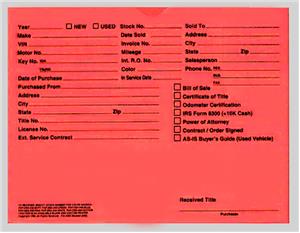 M-DSA-546S - Vehicle Deal Envelopes(Deal Jackets - Salmon #