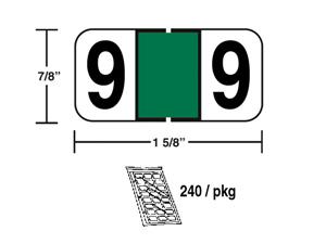 M-R5839DGN - Dk Green Numeric 9 Ringbook (240 pkg)